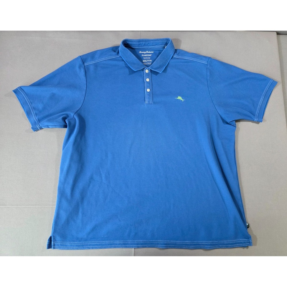 Tommy Bahama Shirt Mens 3 Extra Large Blue Island Zone Supima Polo Stretch